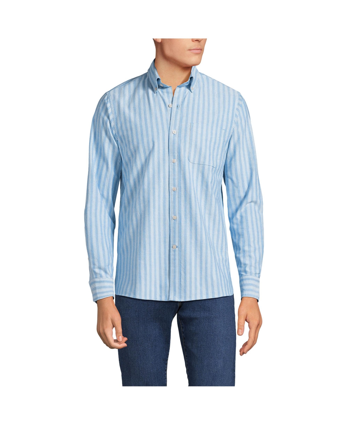 Men's Traditional Fit Sail Rigger Oxford Shirt - Harvest gold/white stripes