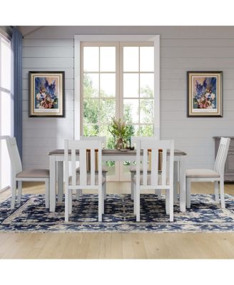 7-Piece Retro Dining Set with Extendable Table