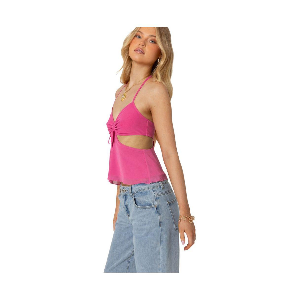 Edikted Women's Duo cutout mesh halter top