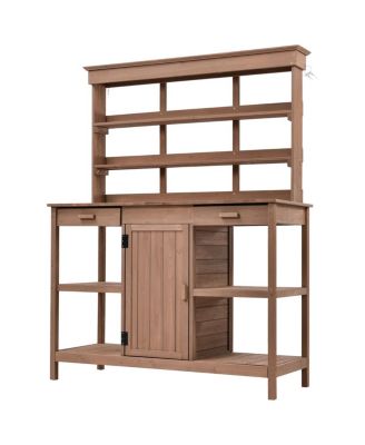 Large Outdoor Wooden Potting Bench Table with Storage Options