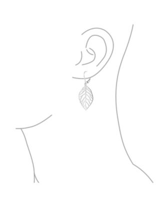 Tribal Nature Style Lightweight Open Leaf Feather Drop Dangle Lever back Earrings Sterling Silver