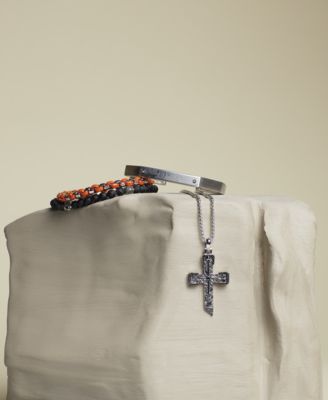 Marc Anthony Men's Black Diamond Cross Pendant Necklace (3/8 ct. t.w.) in Sterling Silver-Plate, 24" + 2" extender, BVP1070-WSAA