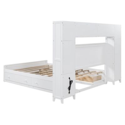 Queen Wood Cabinetry Outlets Bed
