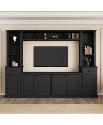 Modern TV Wall Unit Set With Ample Storage & Large Media Console