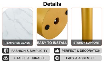 Streamdale 40" Round White Dining Table, Golden Legs