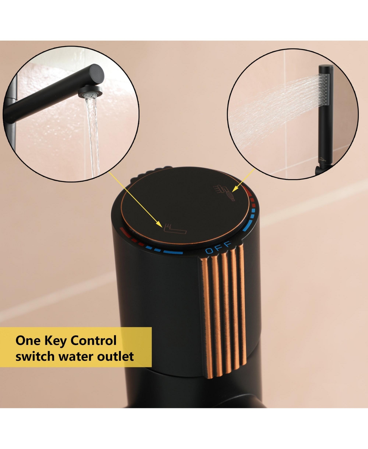 Boyel Living Modern Single-Handle Floor Mount Freestanding Tub Faucet with Hand Shower and Built-in Valve - Matte black