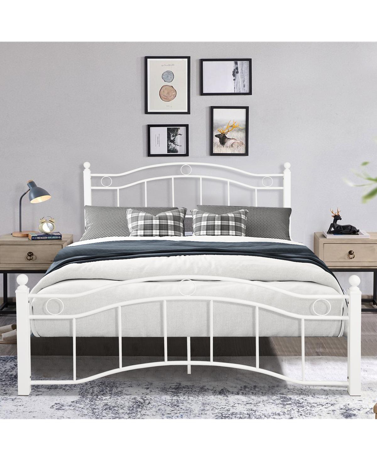 Streamdale Furniture Queen Size Metal Bed Frame With Headboard And Footboard