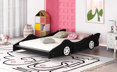 Streamdale Full Size Race Car-Shaped Platform Bed With Wheels