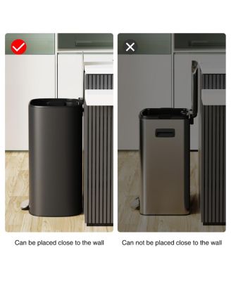 13 Gallon Stainless Steel Trash Can with Foot Pedal Operated Soft Close - Black