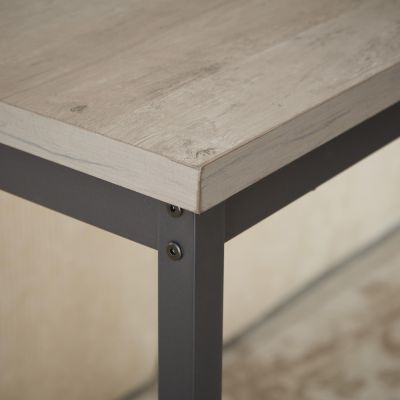 Industrial Long Bar Table Set with 3 Upholstered Stools