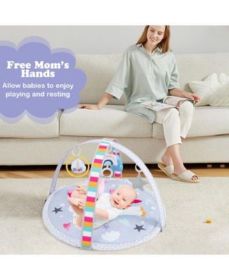 Baby Play Gym Mat 7-in-1 Tummy Time Activity Mat with 5 Detachable Toys