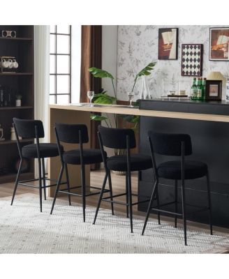 Simplie Fun Modern Teddy Fabric Bar Stools - Stylish & Comfortable