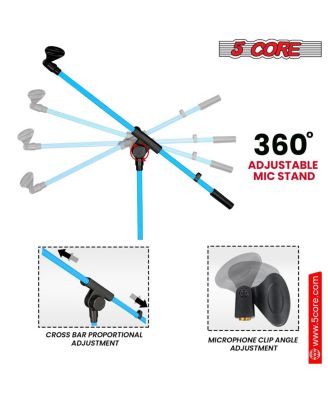 Tripod Mic Stand Heavy Duty Height Adjustable Floor Microphone Boom Arm Pedestal Para Microfono for Singing On Stage Studio - MS 080 SKY BLU 4PC