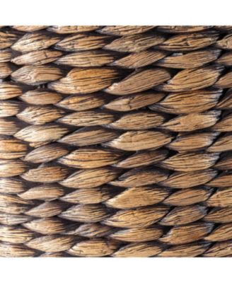 Bhola 18" Hourglass Handwoven Hyacinth Storage Accent Table with Lid