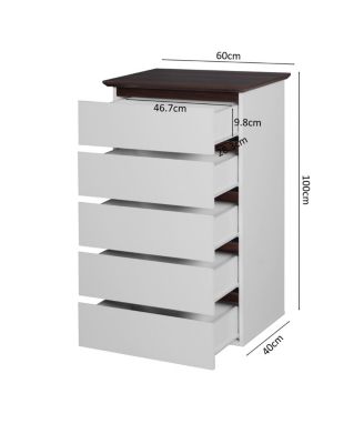 Streamdale 5 Drawer Tall White Dresser - Mid Century Modern Style