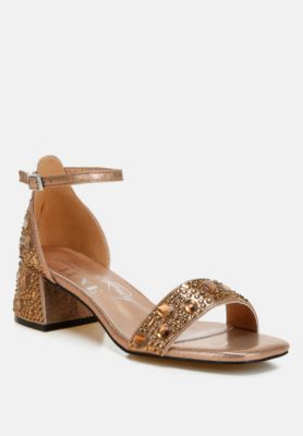 Womens Nocturnal Rhinestone Embellished Shimmer Sandals