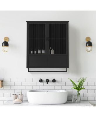 23.62" Glass Doors Modern Two-Door Wall Cabinet