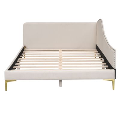 Full Size Upholstered Daybed With Headboard And Armrest, Support Legs