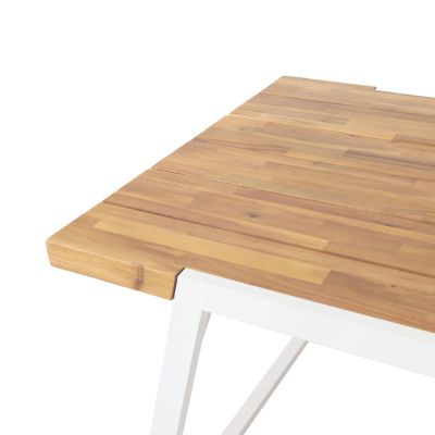 Streamdale Minimalist Chic Acacia Wood Slat Panel Dining Table