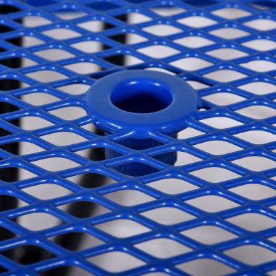 Streamdale Round Outdoor Steel Picnic Table 46" blue, with umbrella pole