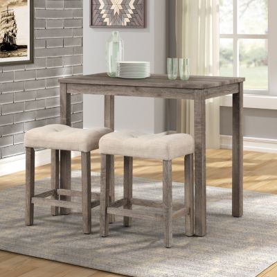 Wood 3-Piece Counter Height Dining Set, Taupe