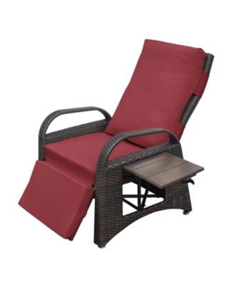 Adjustable Outdoor Rattan Recliner with Hidden Table