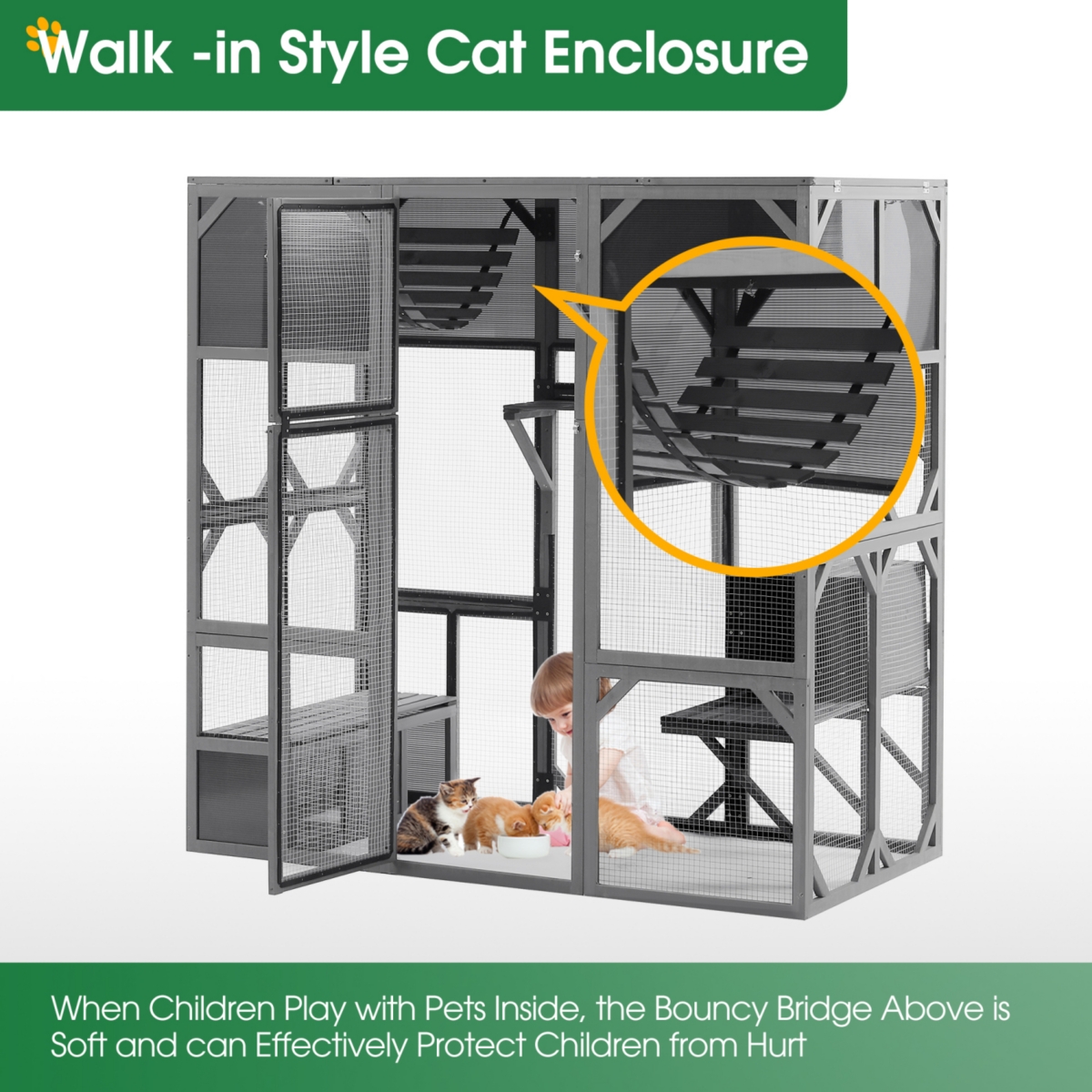 Streamdale Furniture Spacious Cat Enclosure with Uv Roof and Multiple Platforms