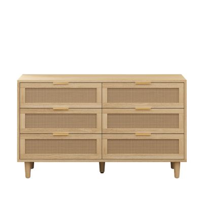 Modern Rattan Dresser with 6 Drawers and Ample Storage Space