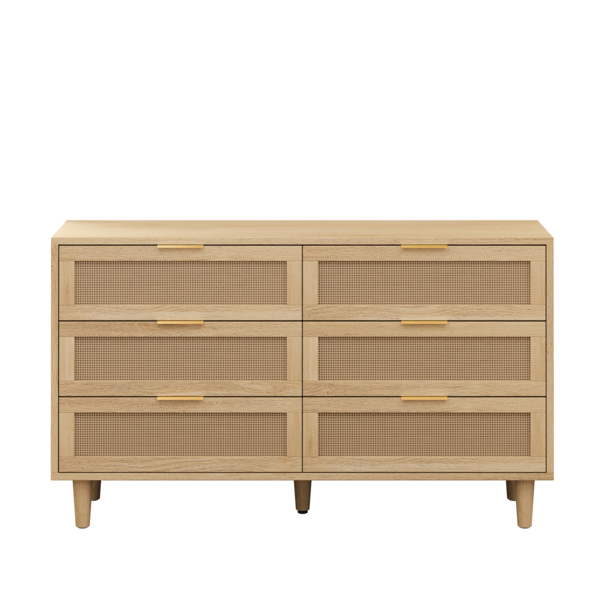 Simplie Fun Modern Rattan Dresser with 6 Drawers and Ample Storage Space