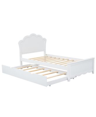 Streamdale Twin Size Wood Platform Bed with Headboard and Trundle, White