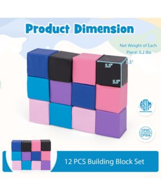 12 Pieces Soft Foam Building Blocks Climbing Foam Cubes Set for Kids