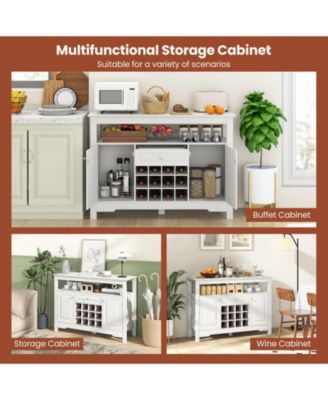 Buffet Sideboard Wine Liquor Coffee Bar Cabinet with Removable Wine Rack