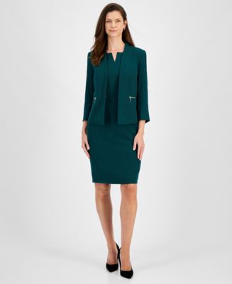 Kasper Women s Stretch Crepe Sheath Dress Open Front Jacket Macy s