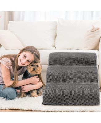 3-Tier Non-Slip Dog Steps with High-Density Sponge and Silicone Paw Prints