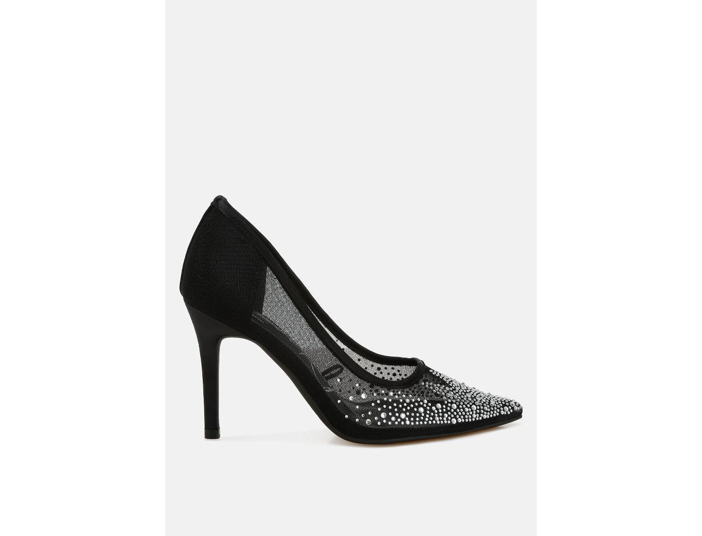 Женские туфли London Rag High Ball Mesh Rhinestone Stiletto Pumps, цвет: Чёрный — фото 1