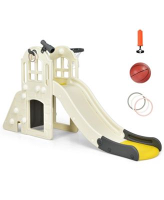 6-in-1 Toddler Climber Slide Playset with Basketball Hoop
