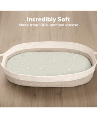 Bassinet Sheet for Baby Girls, Boys, 2-Pack Isla Fitted Bassinet Sheets, Bassinet Mattress Sheets