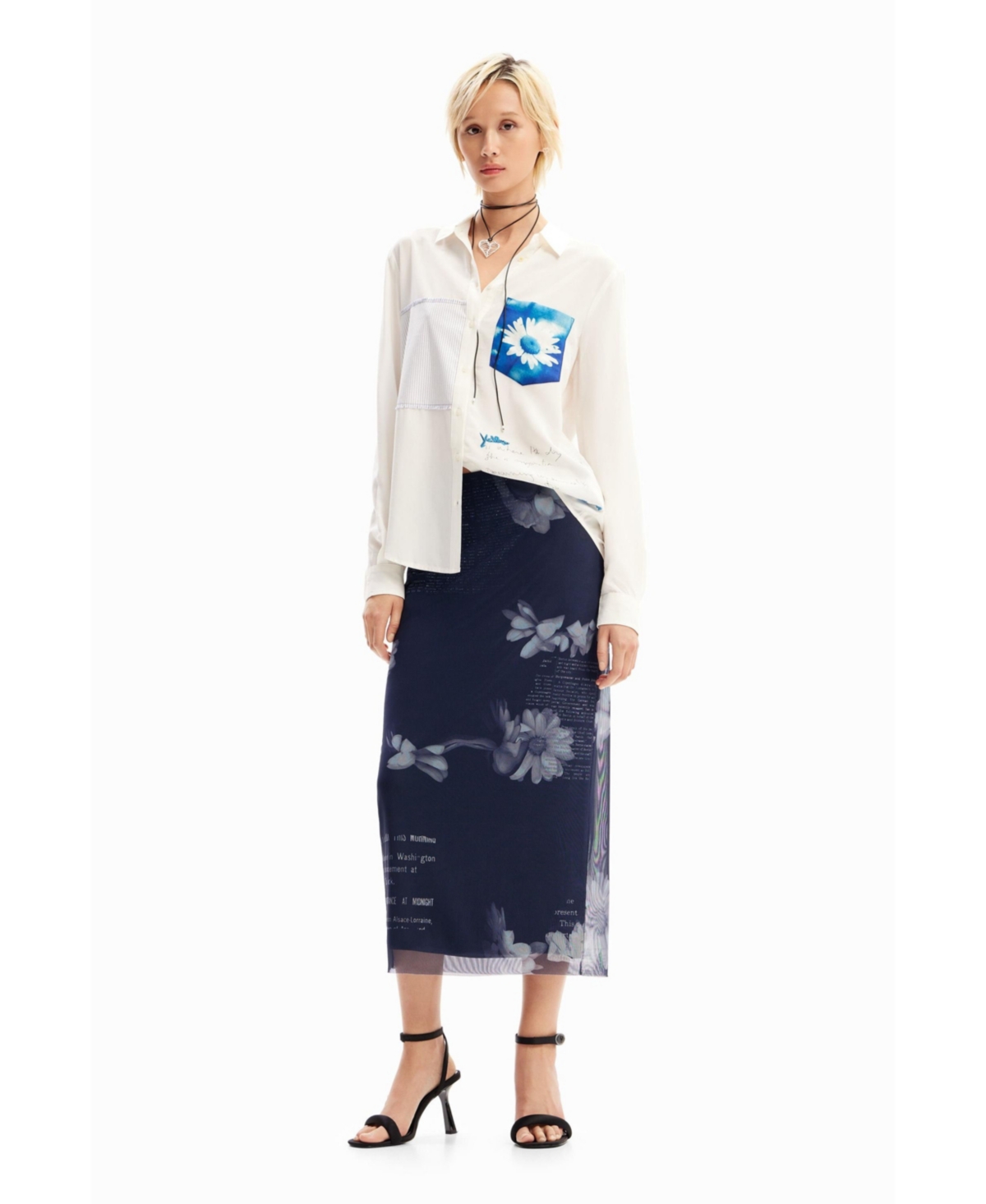 Desigual Women's Patchwork pocket daisy shirt