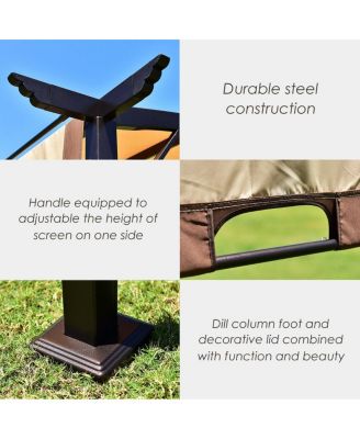 12 x 9 Feet Outdoor Pergola Gazebo with Retractable Canopy Shades