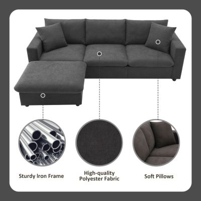 Modern L-Shaped Sectional Sofa (4-Seat) with Pillows