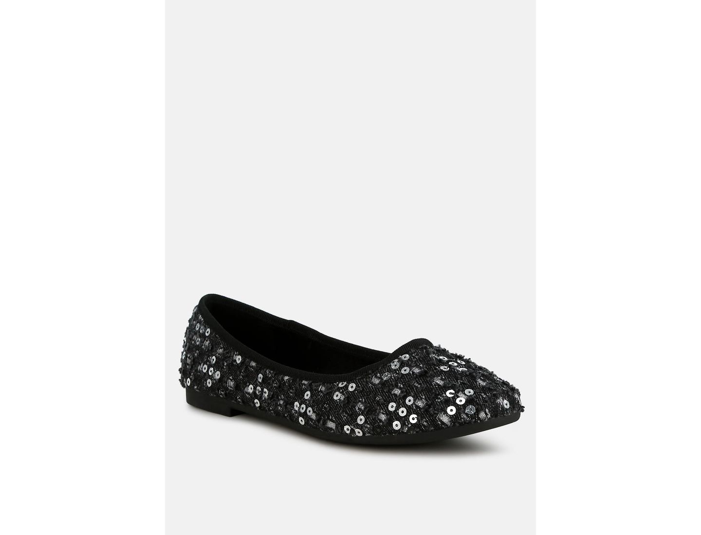 Женские балетки London Rag Sujet Sequin Ballet Flats, цвет: Чёрный — фото 1
