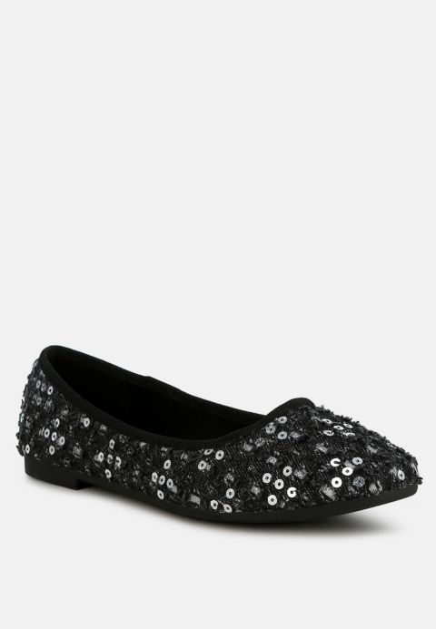 Женские балетки London Rag Sujet Sequin Ballet Flats, цвет: Чёрный