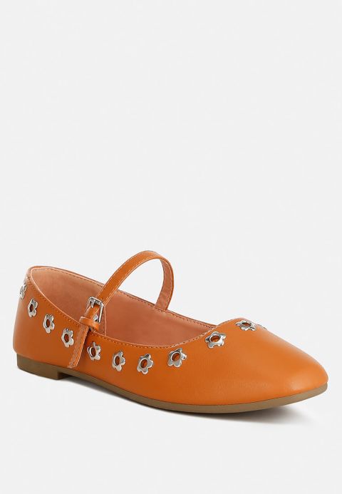 Женские балетки London Rag Tanzer Floral Eyelet Strapped Ballerinas, цвет: Бежевый / Хаки