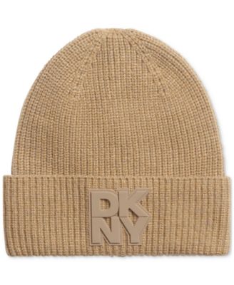 DKNY - Women's Supersoft Ribbed Logo Patch Beanie