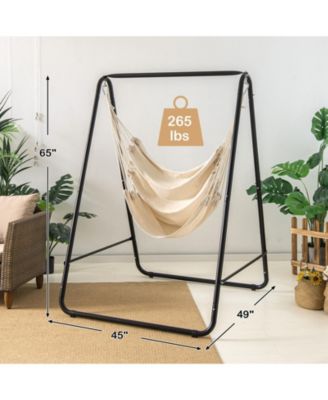 Hanging Padded Hammock Chair with Stand and Heavy Duty Steel