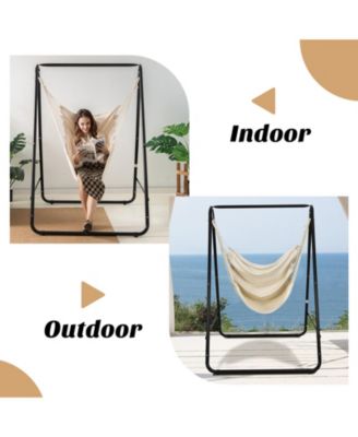 Hanging Padded Hammock Chair with Stand and Heavy Duty Steel