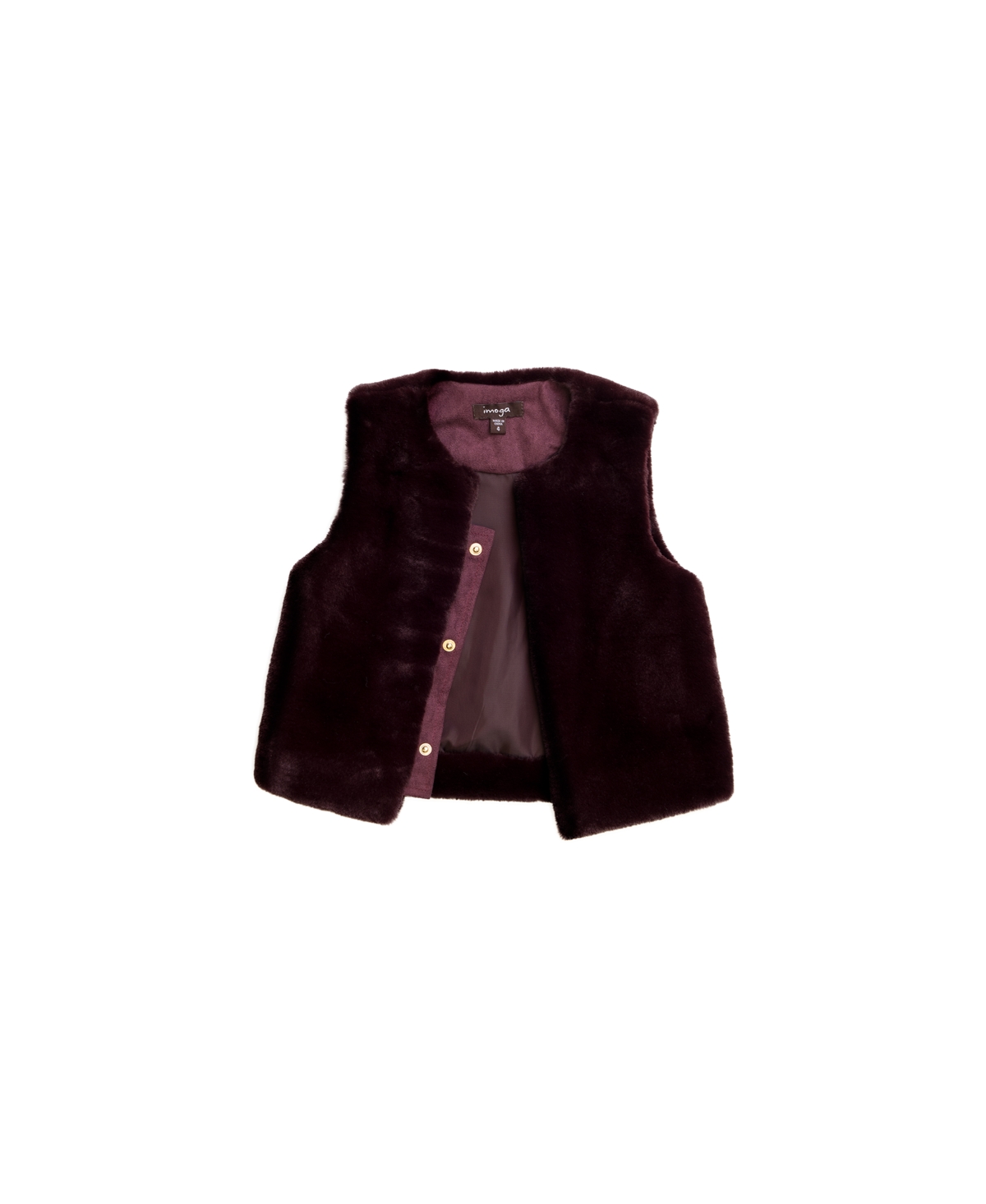 Imoga Collection Big Girls Eva FW23Faux Fur Vest - Burgundy
