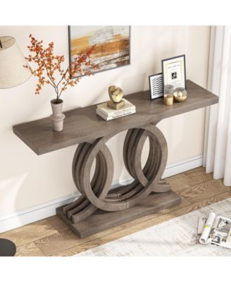 55-Inch Wooden Console Table with Unique Base – Farmhouse Entryway Table