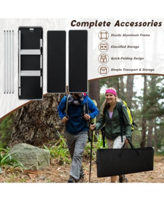 Folding Camping Table with 2-Tier Open Shelves for Outdoor BBQ