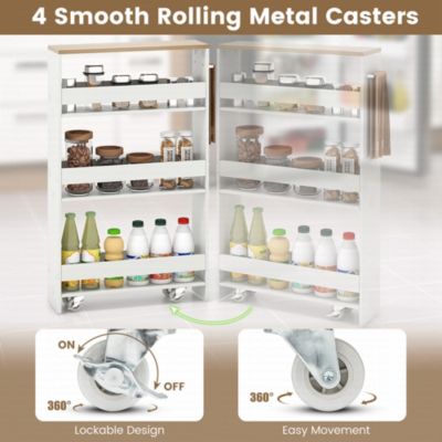 Slim Rolling Storage Cart with Handle, 3-Tier Shelves, and Lockable Wheels for Kitchen, Bathroom, or Laundry Room